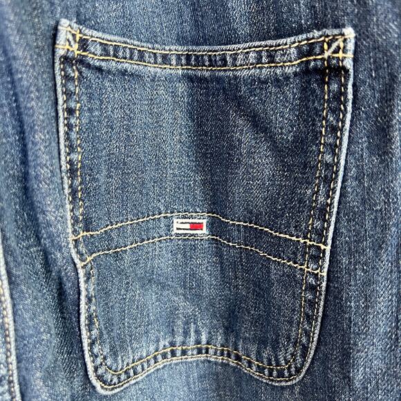 Tommy Hilfiger Jeans Overalls Women's Bibs Carpenter Denim Y2K Logo Strap Size 6 - Picture 9 of 16